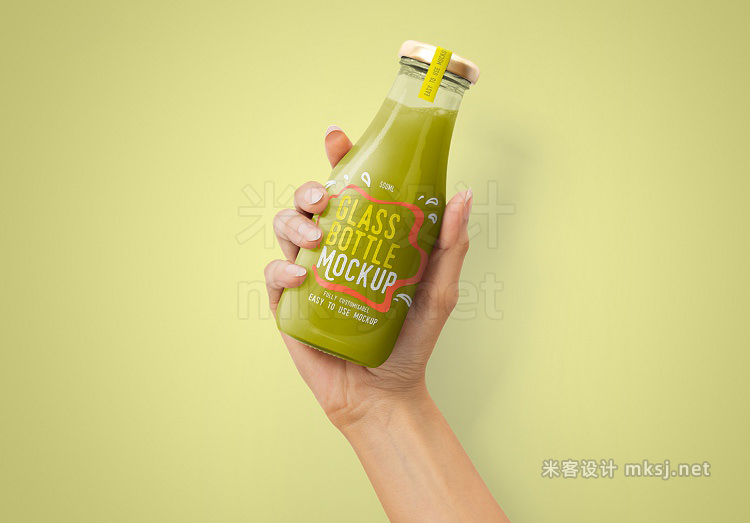 VI贴图 玻璃饮料瓶果汁瓶外观品牌设计展示PS样机