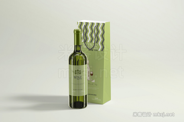 VI贴图 白葡萄酒品牌包装外观设计展示PS样机