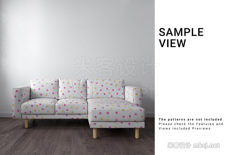 沙发窗帘枕头毛毯室内场景PS样机 适合布料图案纹理的设计效果展示
