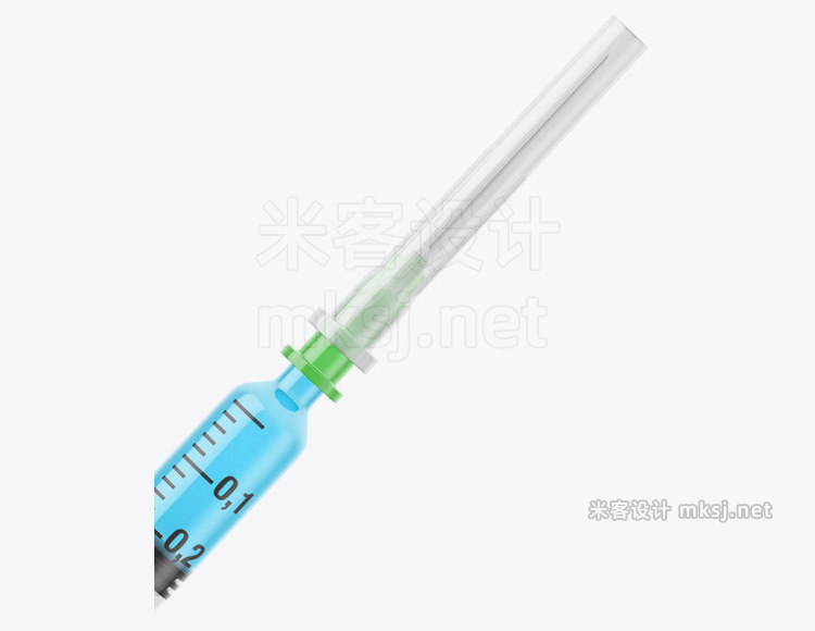 小型注射器白模可调液体颜色PS样机vi贴图 Syringe with Filling & Needle Mockup