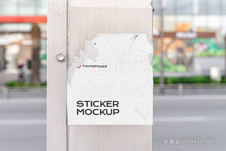 PS样机户外街头小广告贴纸 47 sticker mockup bundle vol 2