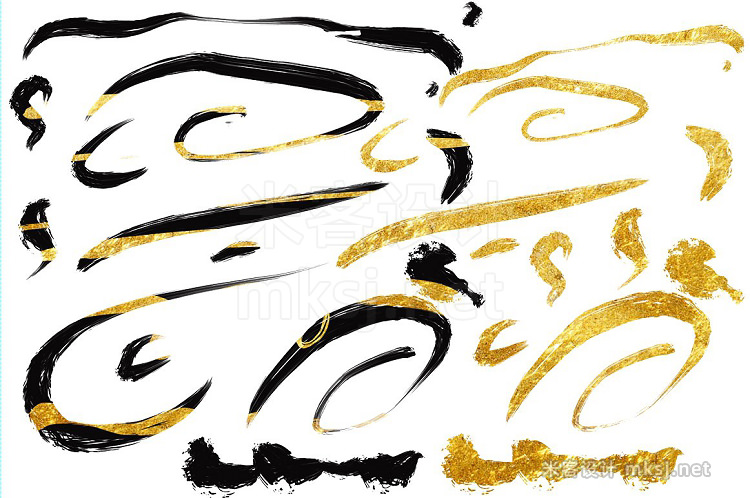 png素材 Golden brush strokes