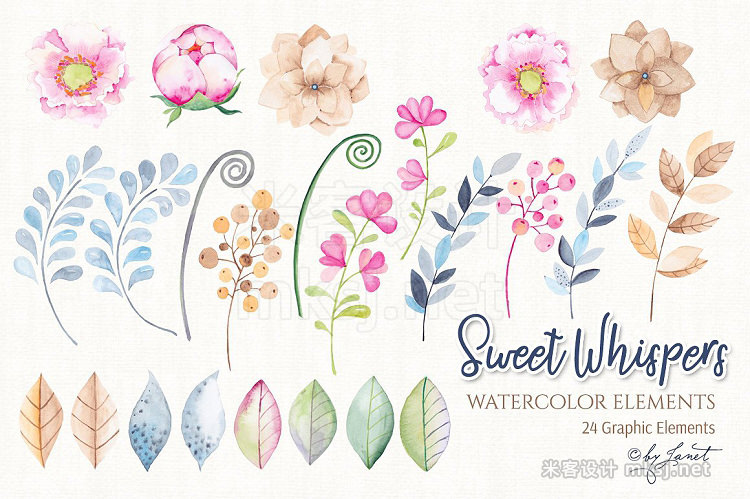 png素材 Sweet Whispers - watercolor elements