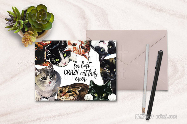 png素材 Cat Attack Watercolor PNG Collection