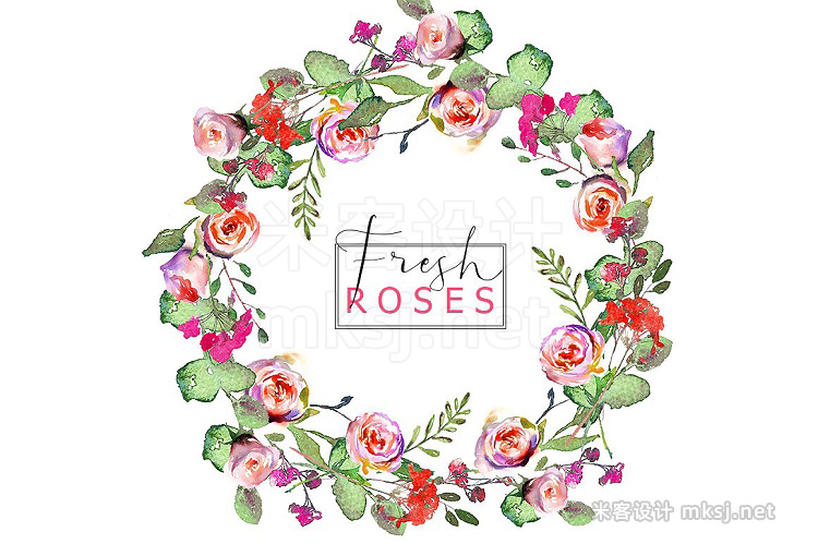 玫瑰花卉水彩png免扣素材 Spring Watercolor Florals Clipart