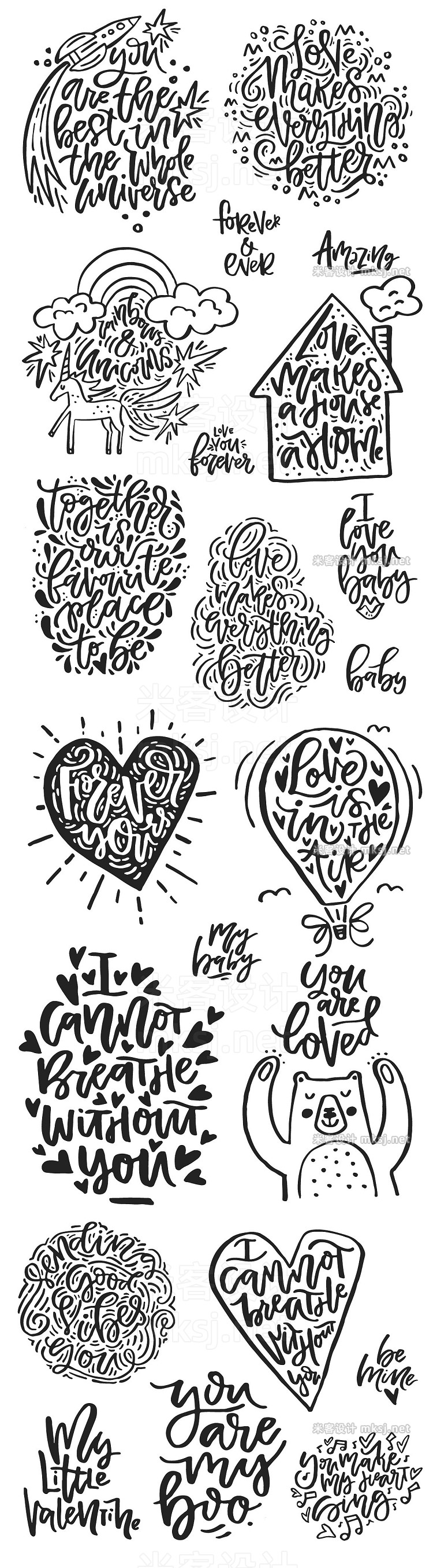 png素材 Valentine's Day Lettering Pack