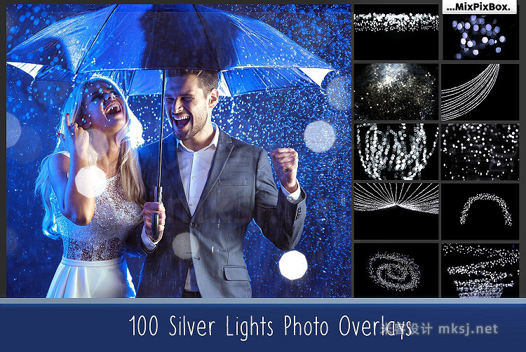 png素材 100 Silver Lights Photo Overlays
