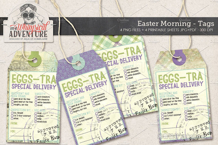 png素材 Easter Eggs-tra Delivery Tags