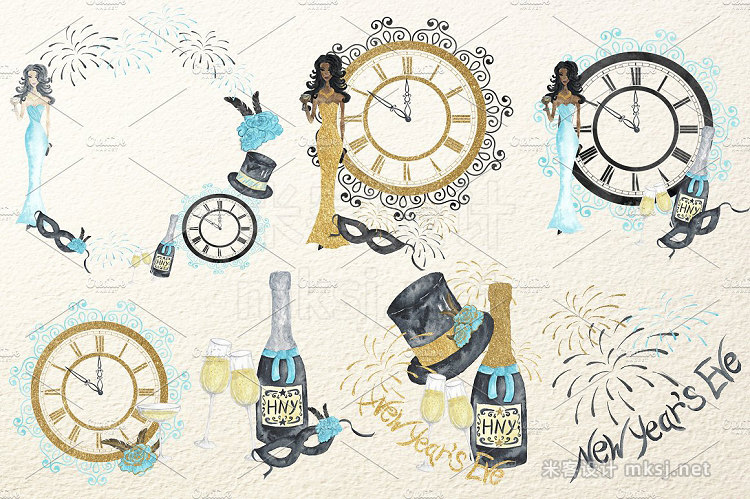 png素材 New Year`s Eve Watercolor Collection