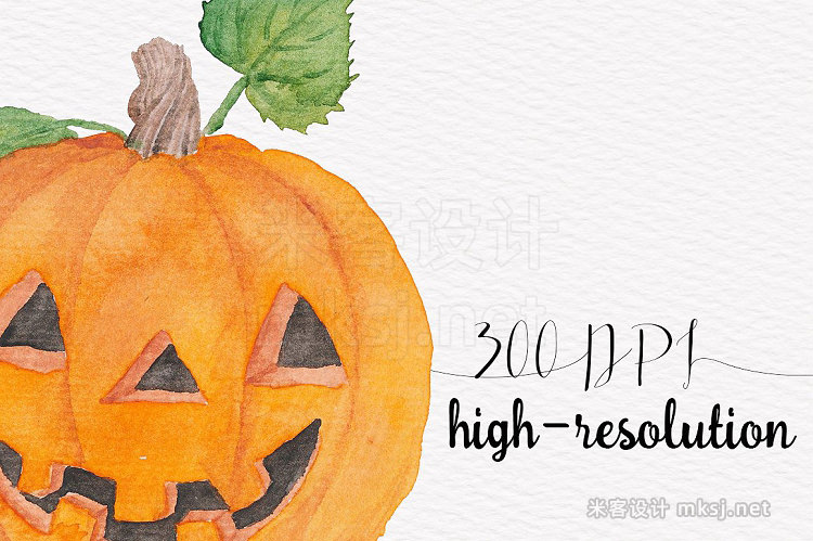 png素材 Halloween Pumpkin Watercolor clipart