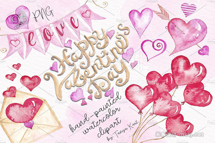 png素材 Valentine's Day Watercolor Clipart