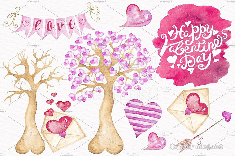 png素材 Valentine's Day Watercolor Clipart