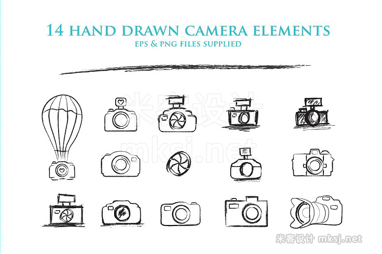 png素材 Sketched Cameras clipart