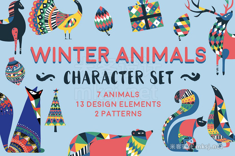 png素材 Winter Animals Character Set