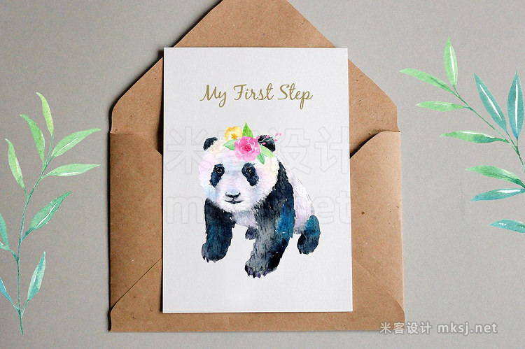 png素材 Watercolor Panda Baby