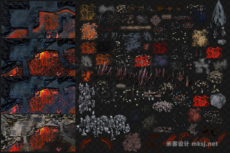 png素材 LAVA GAME BACKGROUND TILES AND DECAL