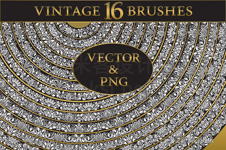 png素材 16 vintage floral brushes