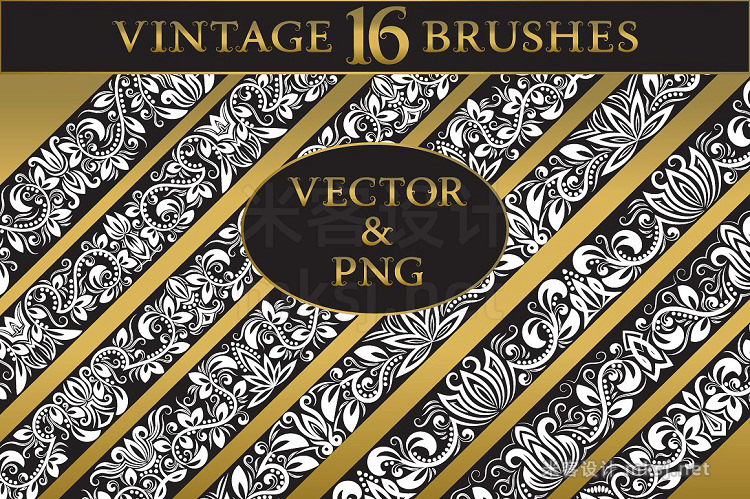 png素材 16 vintage floral brushes