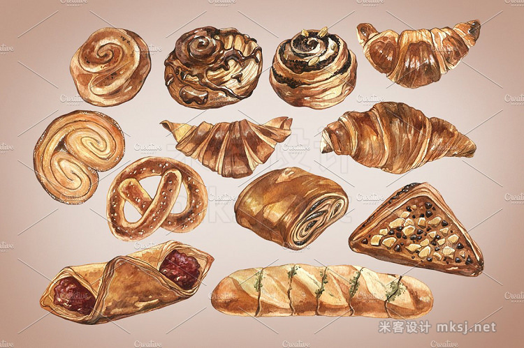 png素材 Watercolour bakery set