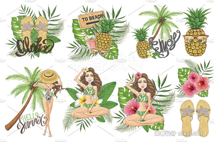 png素材 Summer Time Hand-painted Clipart
