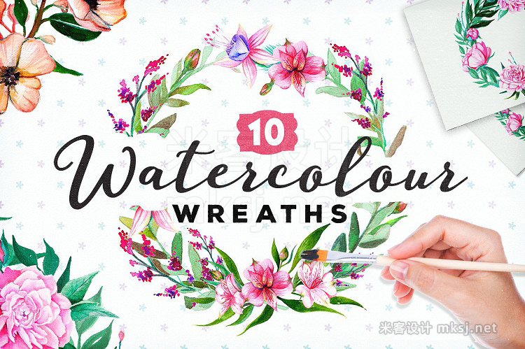 png素材 10 Watercolour Wreaths BONUS File