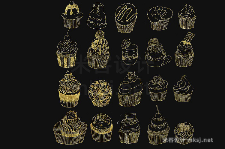 png素材 20 Handdraw cupcake inking