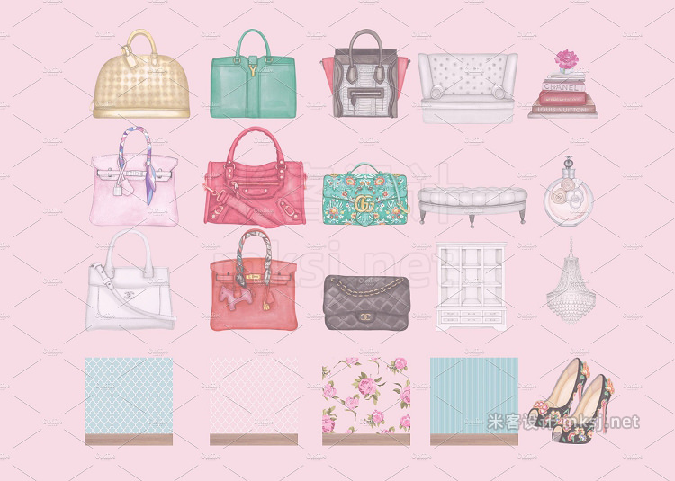 png素材 Ladies Luxury Bags walk-in closet