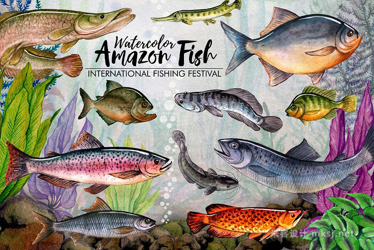png素材 Amazon Fishing Watercolor