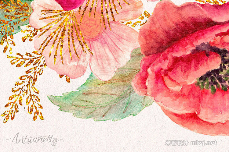 png素材 Watercolor glitter floral headers