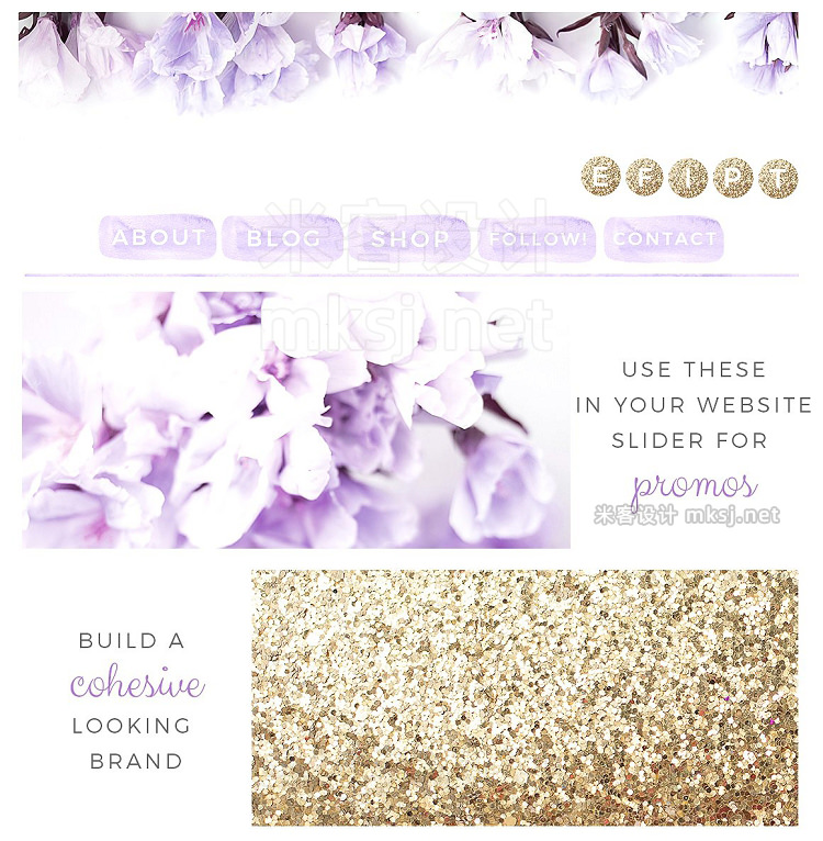 png素材 Lavender Gold Web Blog Branding Kit