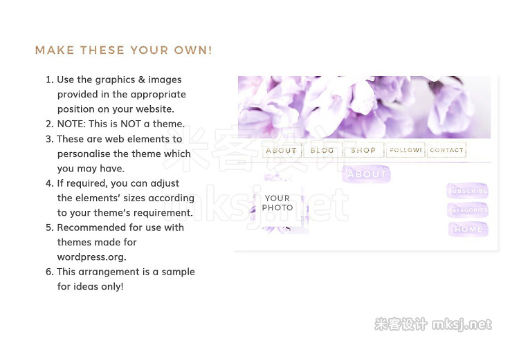 png素材 Lavender Gold Web Blog Branding Kit