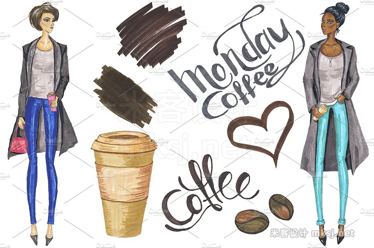 png素材 Coffee Fashion Hand-painted Clipart