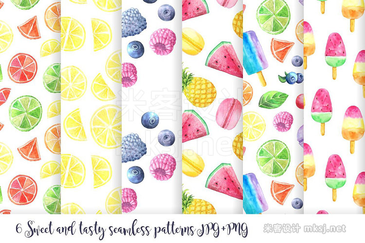 png素材 Watercolor Fruits & Desserts Set
