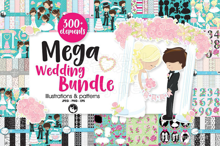 png素材 Mega Wedding Bundle 300 elements