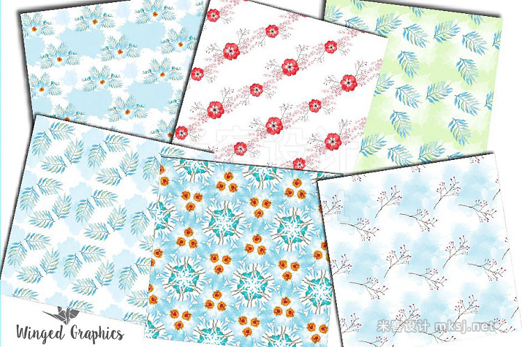 png素材 Floral watercolor seamless patterns
