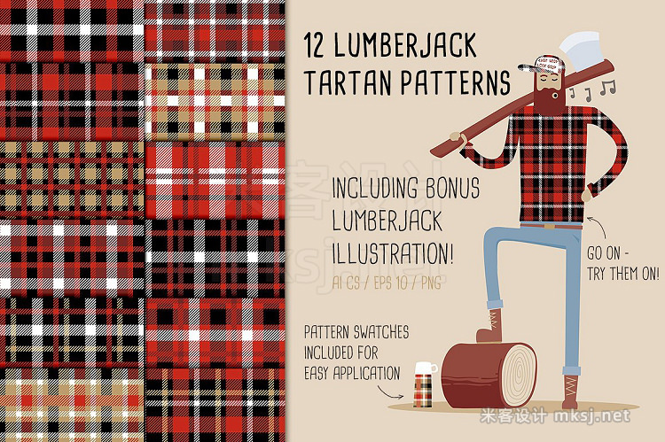 png素材 12 Lumberjack Tartan Patterns