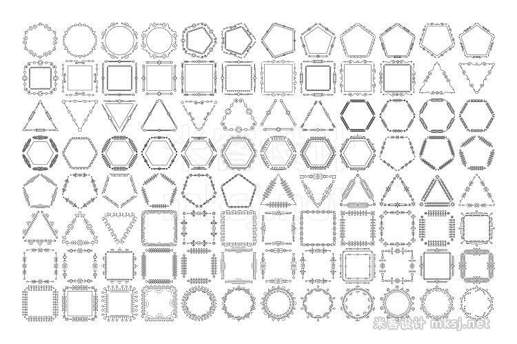 png素材 100 Thin line geometric frames