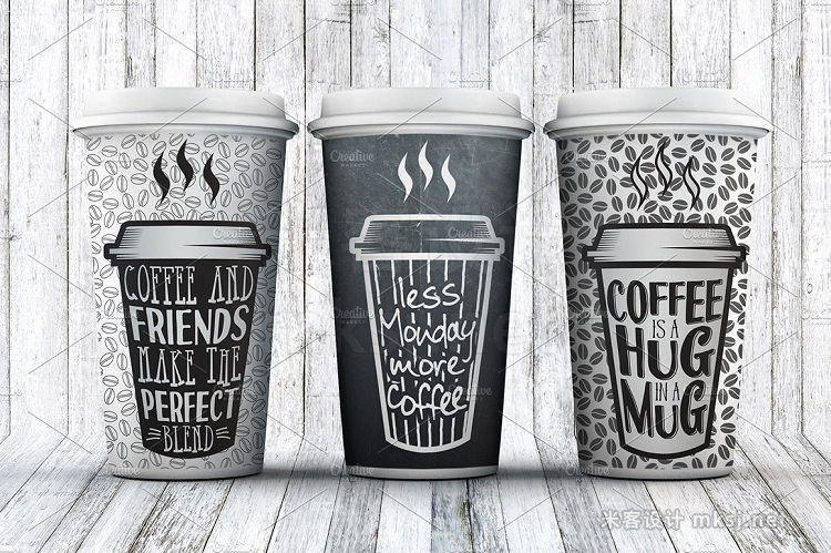 png素材 18 Coffee Quotes Lettering on cups