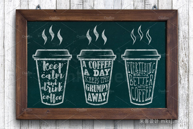 png素材 18 Coffee Quotes Lettering on cups