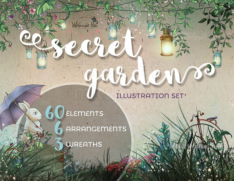 png素材 Secret garden illustration set