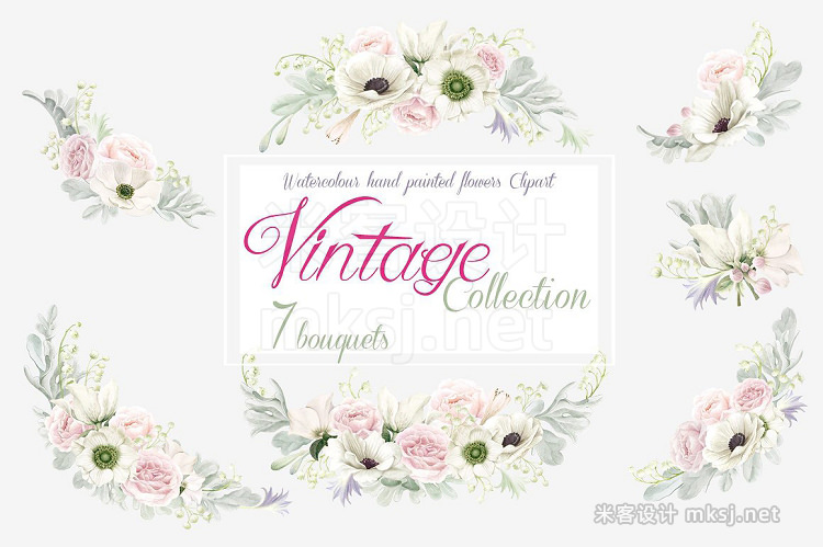 png素材 Vintage Collection Anemones Roses