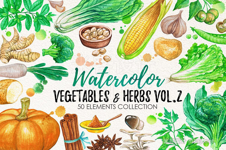 png素材 Watercolor Vegetables Herbs Green