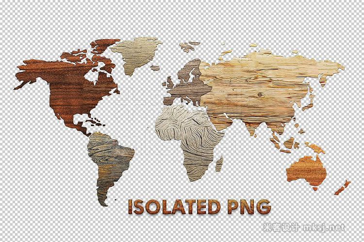 png素材 Wooden World Map Pack