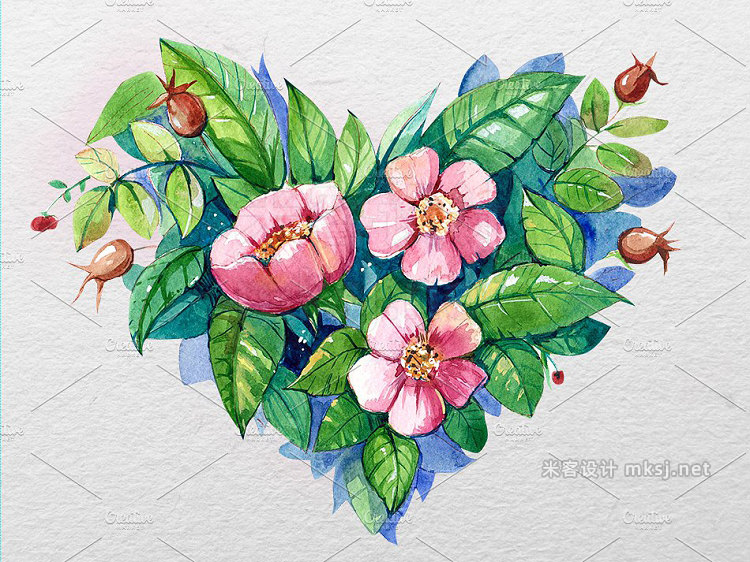 png素材 Watercolor flower heart