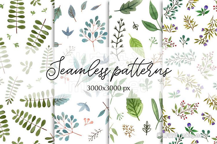 png素材 Pretty herbs Seamless patterns