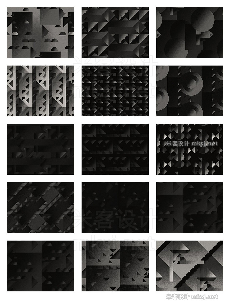 png素材 Cubic Dark Abstract Patterns