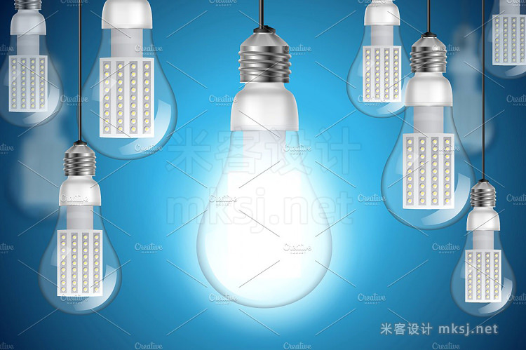 png素材 Led Lamps Realistic Set