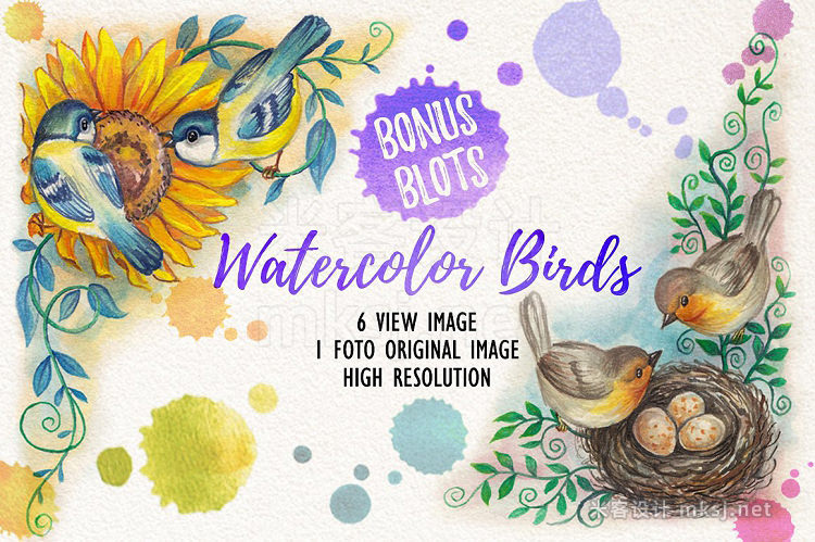 png素材 watercolor birds vol2