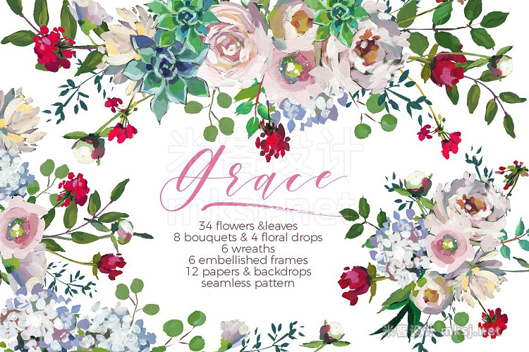 png素材 Grace Wedding Floral Design Set