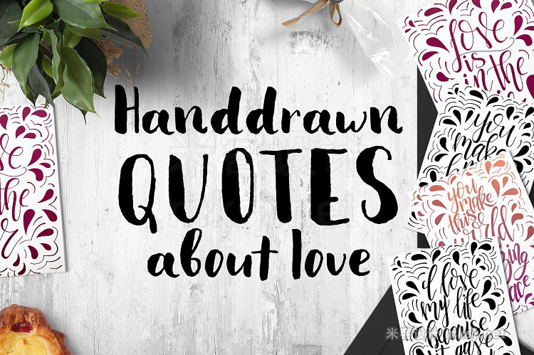 png素材 9 hand lettering Quotes about love